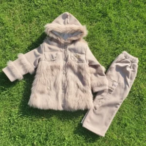 Cozy Faux Fur Hooded Winter Set – Beige